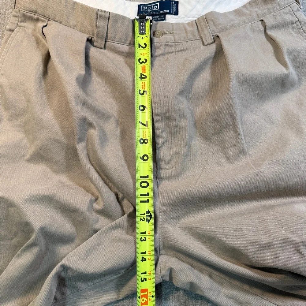 Polo Ralph Lauren Andrew Pant Mens 36x36 Tan Khaki Pleated Chino Trousers Cotton